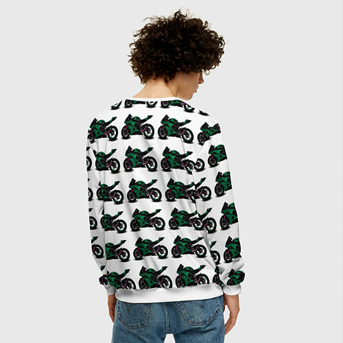 Мужской свитшот Motorbike dark green / 3D-Белый – фото 4