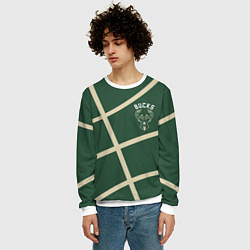 Свитшот мужской Милуоки Бакс - баскетбольные линии, цвет: 3D-белый — фото 2