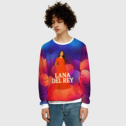 Свитшот мужской Lana Del Rey на фоне сердечек, цвет: 3D-белый — фото 2