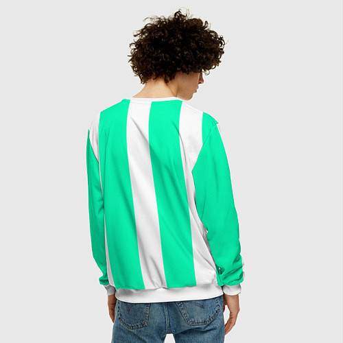 Мужской свитшот Color turquoise white line / 3D-Белый – фото 4
