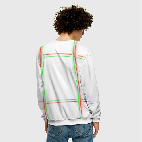 Мужской свитшот Neon light green red / 3D-Белый – фото 4