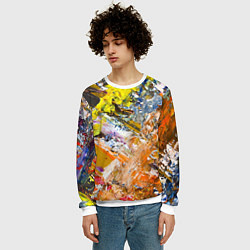 Свитшот мужской Живая Абстракция: Поток Цветов и Форм в Постоянном, цвет: 3D-белый — фото 2