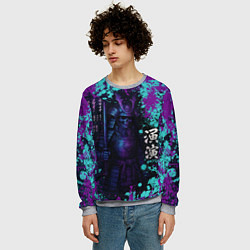 Свитшот мужской Неоновый призрак самурая, цвет: 3D-меланж — фото 2