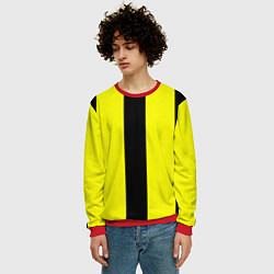 Свитшот мужской Color yellow black line, цвет: 3D-красный — фото 2