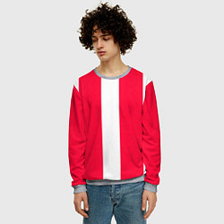 Свитшот мужской Color red white line, цвет: 3D-меланж — фото 2