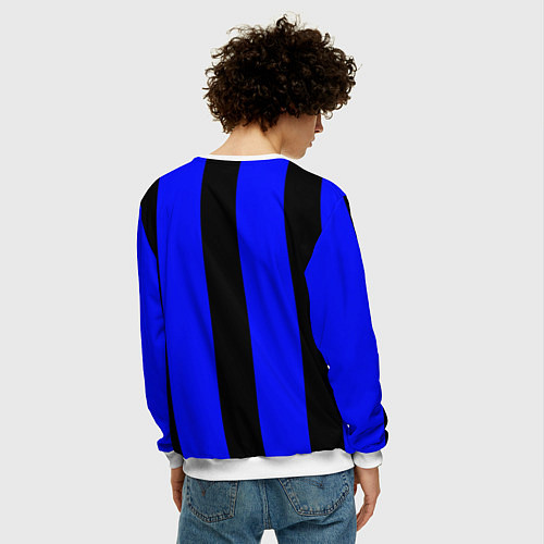 Мужской свитшот Color blue black stripes / 3D-Белый – фото 4