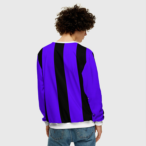 Мужской свитшот Color purple black stripes / 3D-Белый – фото 4