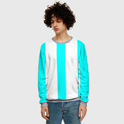Свитшот мужской Color light blue white lines, цвет: 3D-меланж — фото 2