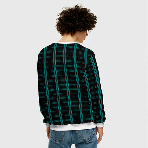 Мужской свитшот Color blue dark stripe / 3D-Белый – фото 4