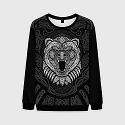 Свитшот мужской Медведь в кельтских узорах, цвет: 3D-черный