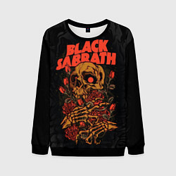 Свитшот мужской Black Sabbath skeleton with roses, цвет: 3D-черный