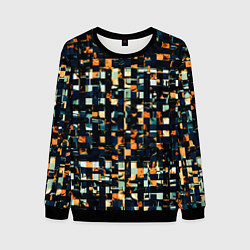 Свитшот мужской Тёмный синий с оранжевым кубики абстракция, цвет: 3D-черный