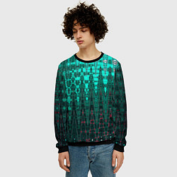 Свитшот мужской Нефритовый зелёный абстракция, цвет: 3D-черный — фото 2