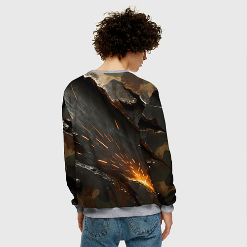 Мужской свитшот Искры метала под камуфляжем / 3D-Меланж – фото 4