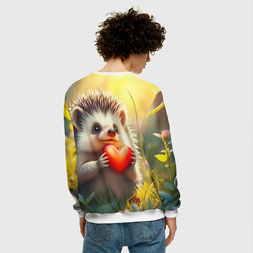 Мужской свитшот Милаха ёжик влюблён / 3D-Белый – фото 4