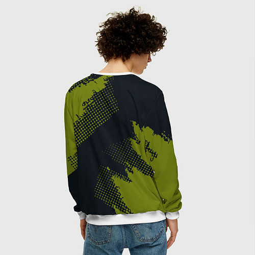 Мужской свитшот Абстрактная текстура в зеленом / 3D-Белый – фото 4