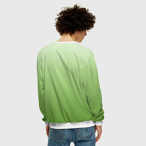 Мужской свитшот Градиент нежно-зеленый / 3D-Белый – фото 4