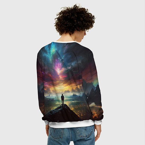 Мужской свитшот Shocking the cosmos / 3D-Белый – фото 4