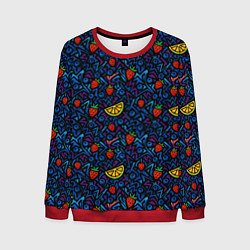 Свитшот мужской Лимон и клубника паттерн, цвет: 3D-красный