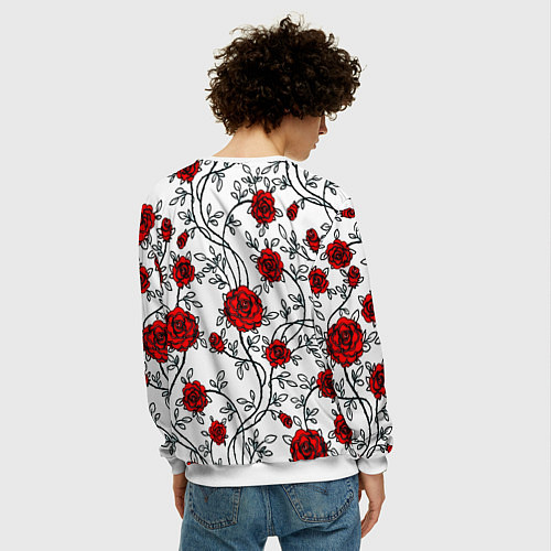 Мужской свитшот Doom розы / 3D-Белый – фото 4