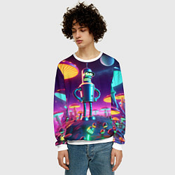 Свитшот мужской Ночёвка Бендера на планете светящихся гигантских г, цвет: 3D-белый — фото 2