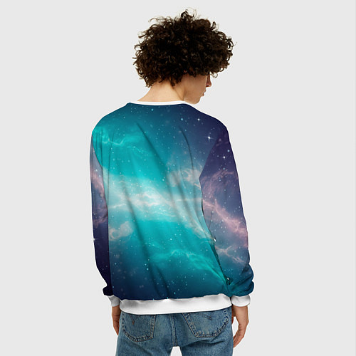 Мужской свитшот Галактическое сияние небес / 3D-Белый – фото 4