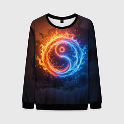 Свитшот мужской Инь ян огонь и лёд, цвет: 3D-черный