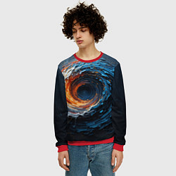 Свитшот мужской Краска синяя и оранжевая в форме вихря, цвет: 3D-красный — фото 2