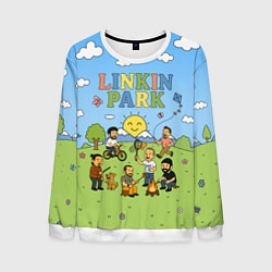 Мужской свитшот Linkin Park мультяшный стиль на поляне