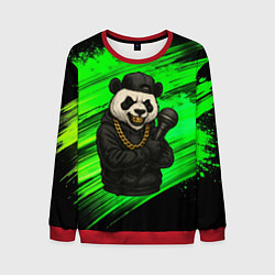 Мужской свитшот Панда рэпер с микрофоном