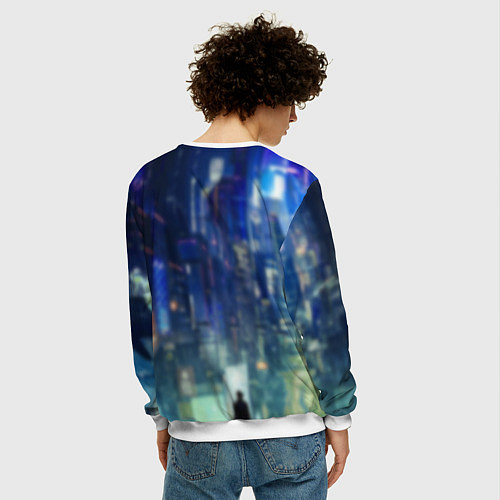 Мужской свитшот Нами киберпанк реализм / 3D-Белый – фото 4