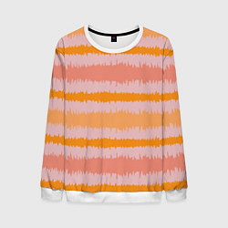 Свитшот мужской Полосы зигзагообразные оранжево-розовые, цвет: 3D-белый