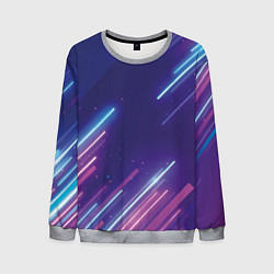 Свитшот мужской Абстракция бело синие красные полосы, цвет: 3D-меланж