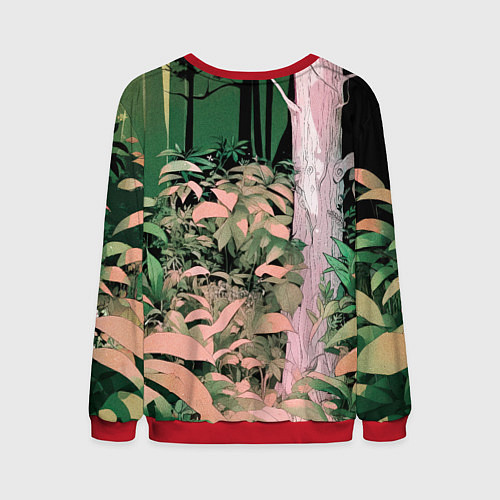 Мужской свитшот Панда в лесу / 3D-Красный – фото 2