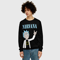 Свитшот мужской Нирвана и Рик Санчес из Рик и Морти, цвет: 3D-черный — фото 2