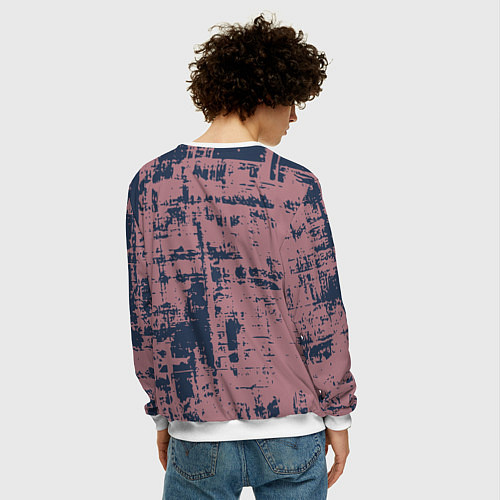 Мужской свитшот Текстура с потертостями сине-розовая / 3D-Белый – фото 4