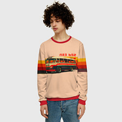 Свитшот мужской ПАЗ 652 ретро автобус поп-арт, цвет: 3D-красный — фото 2
