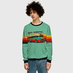 Свитшот мужской Ретро автобус ЗИЛ 158ВРА1 поп-арт, цвет: 3D-черный — фото 2