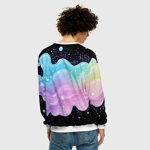 Мужской свитшот Менеджер капибара в кружке в стикерах / 3D-Белый – фото 4