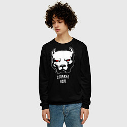Свитшот мужской Страха нет - Питбуль и кастет, цвет: 3D-черный — фото 2