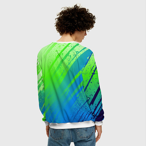 Мужской свитшот Саня всегда на высоте - горы и небоскреб / 3D-Белый – фото 4