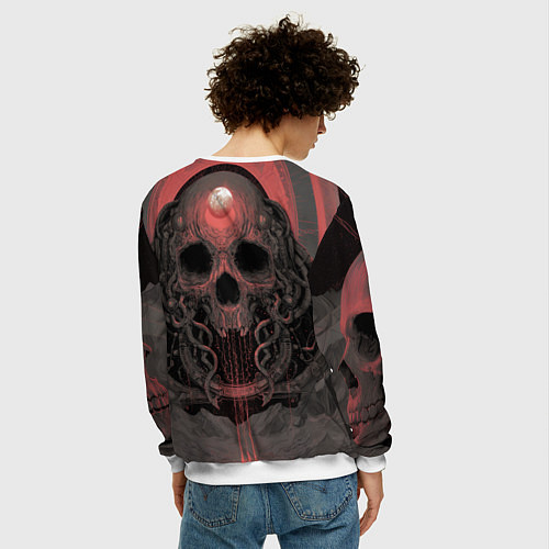 Мужской свитшот Металл арт - череп / 3D-Белый – фото 4
