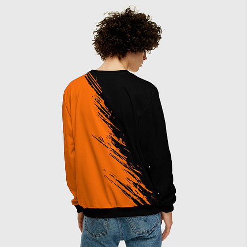 Мужской свитшот Half Life - black and orange / 3D-Черный – фото 4