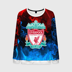 Свитшот мужской Liverpool огненный дым текстура, цвет: 3D-белый