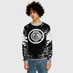 Свитшот мужской Inter белые штрихи красок, цвет: 3D-меланж — фото 2