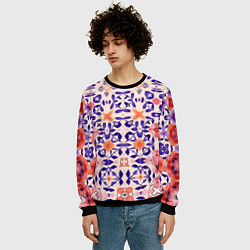 Свитшот мужской Цветочная метаморфоза фиолетово-розовая, цвет: 3D-черный — фото 2