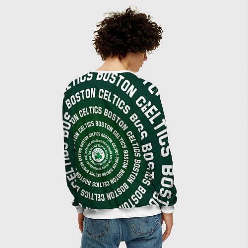 Мужской свитшот Бостон Селтикс логотип и надписи / 3D-Белый – фото 4