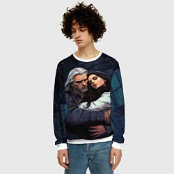 Свитшот мужской Йеннифэр и Геральт, цвет: 3D-белый — фото 2