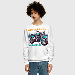 Свитшот мужской Легендарный мотоцикл, цвет: 3D-белый — фото 2