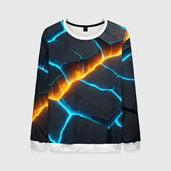 Мужской свитшот Оранжевая лава из синих неоновых плит